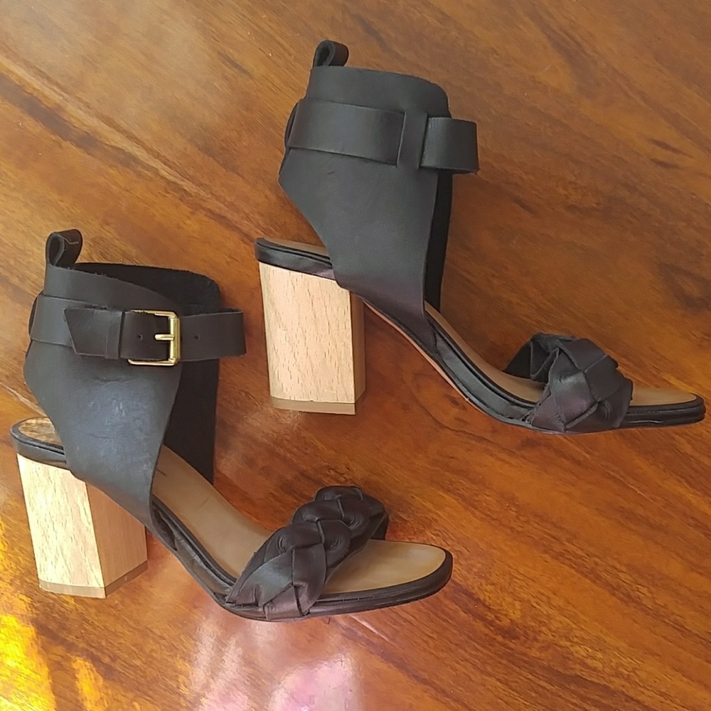 Zara Genuine Leather Clog Heel Sandals